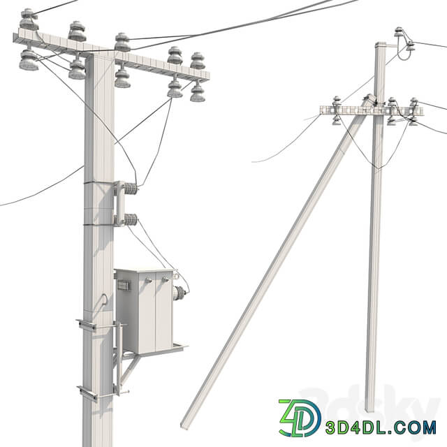 Concrete electricity transmission poles with wires