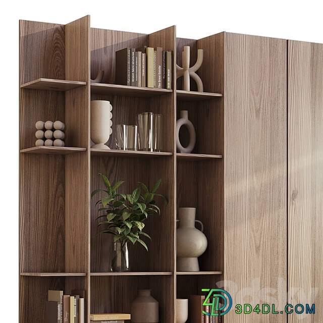 wooden Shelves Decorative With Plants and Book Wooden Rack 09