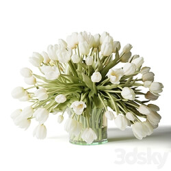 White tulips in a vase, a bouquet of flowers 