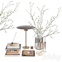 Decorative set with cherry branches 