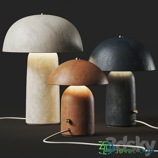 Ceramicah Raku Tera Lime Plaster Table Lamps
