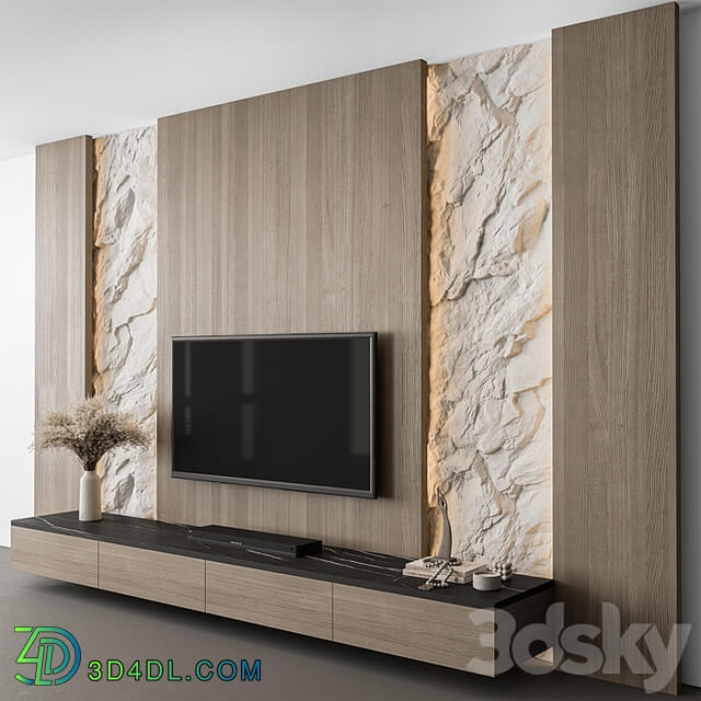 TV Wall Cliff and Wood Set 98