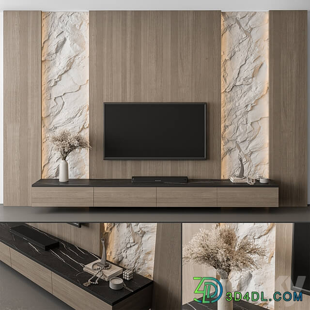 TV Wall Cliff and Wood Set 98