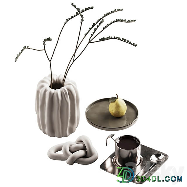 406 decorative set 041 folded vase pear and tea