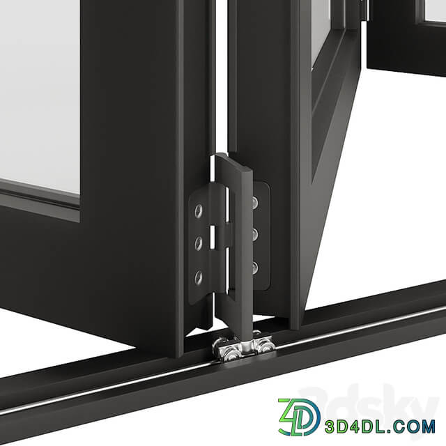 Folding sliding metal doors windows.