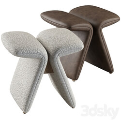 Butterfly stool leather and boucle 