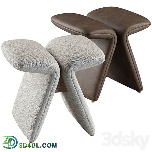 Butterfly stool leather and boucle