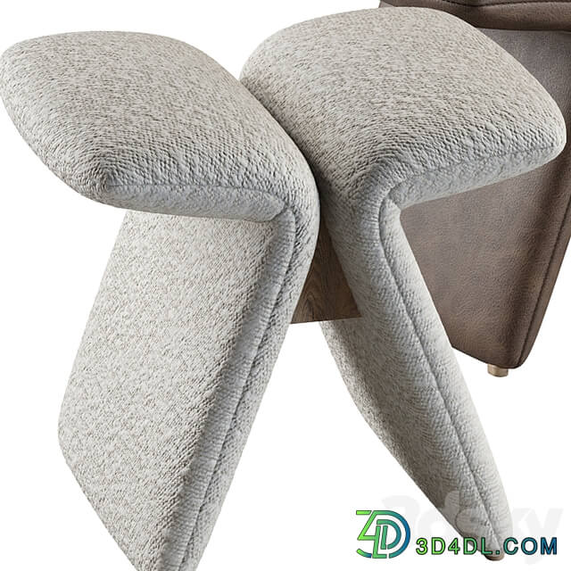 Butterfly stool leather and boucle