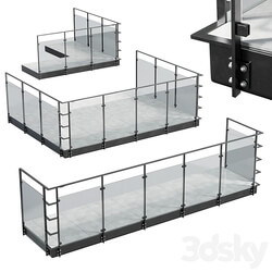 Metal Balcony Metal Railing Set 001 