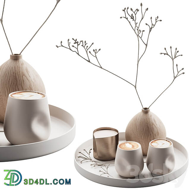 430 eat and drinks decor set 08 serving tray latte plant wood vase 01