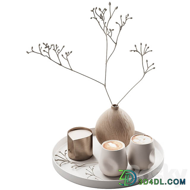 430 eat and drinks decor set 08 serving tray latte plant wood vase 01