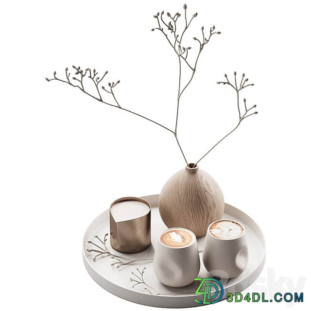 430 eat and drinks decor set 08 serving tray latte plant wood vase 01