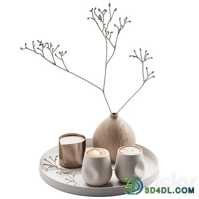 430 eat and drinks decor set 08 serving tray latte plant wood vase 01