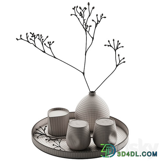 430 eat and drinks decor set 08 serving tray latte plant wood vase 01