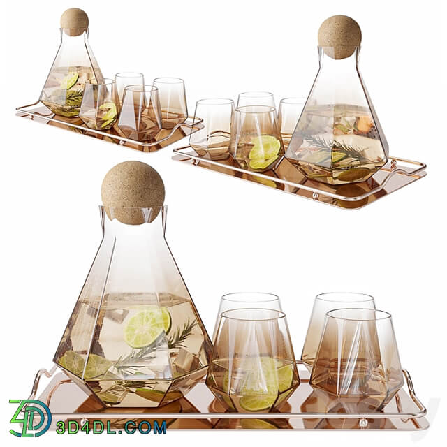 Geometric Glass Decanter Set