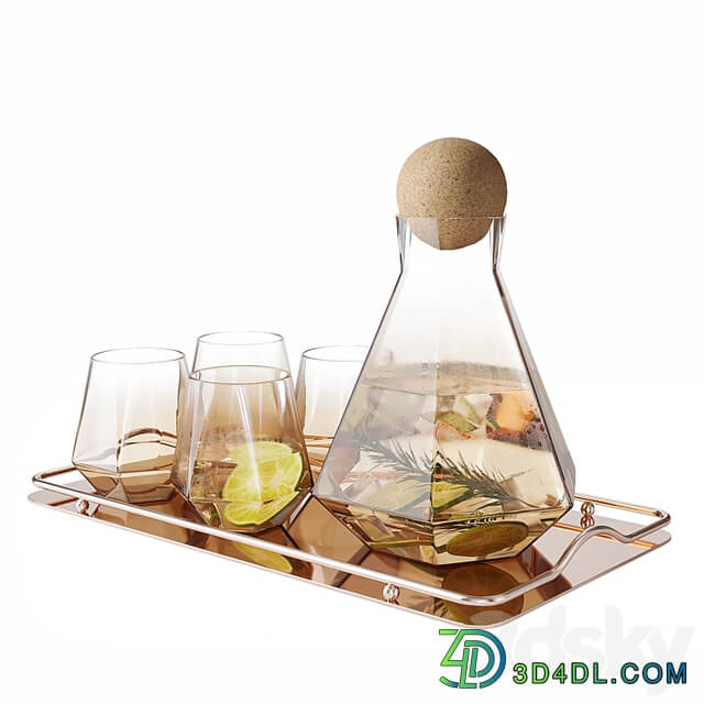 Geometric Glass Decanter Set