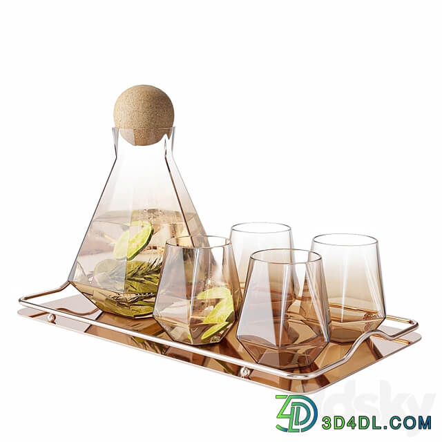 Geometric Glass Decanter Set