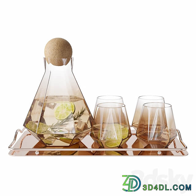 Geometric Glass Decanter Set