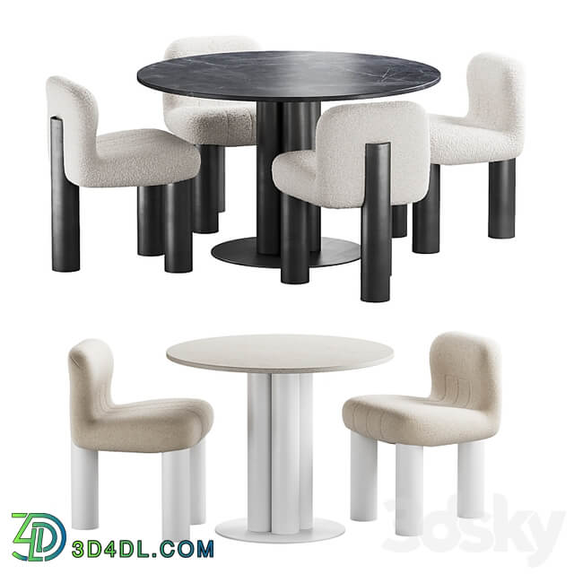 437 dinning set 05 Arflex Goya table with Arflex Botolo armchair