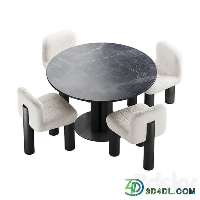 437 dinning set 05 Arflex Goya table with Arflex Botolo armchair