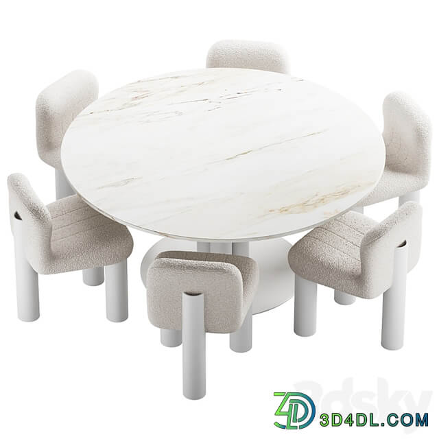 437 dinning set 05 Arflex Goya table with Arflex Botolo armchair