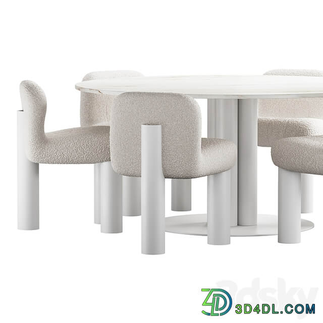 437 dinning set 05 Arflex Goya table with Arflex Botolo armchair