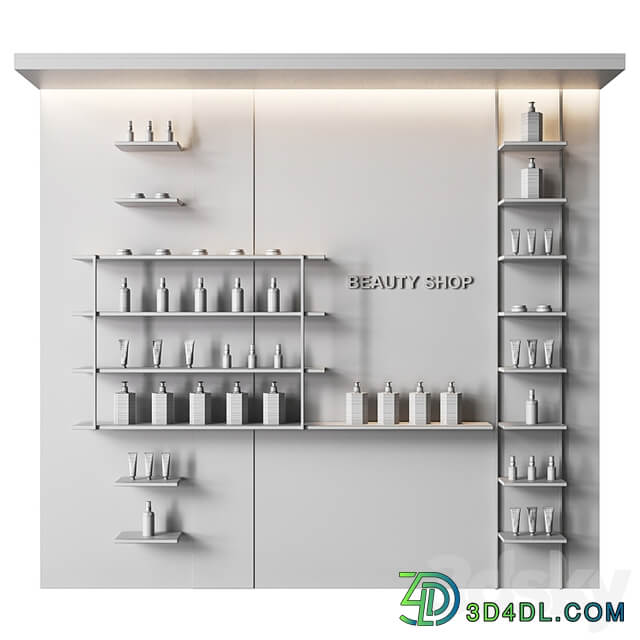 Glowing shelves for a cosmetics store