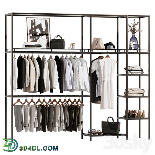 Clothes, wardrobe, rack for clothing store