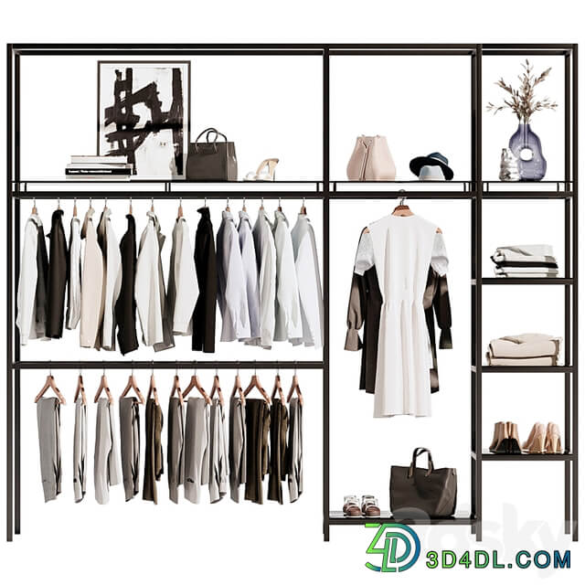 Clothes, wardrobe, rack for clothing store