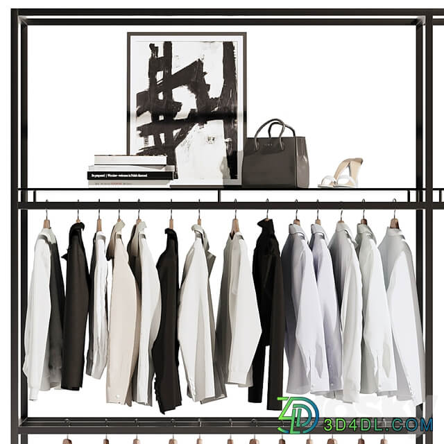 Clothes, wardrobe, rack for clothing store