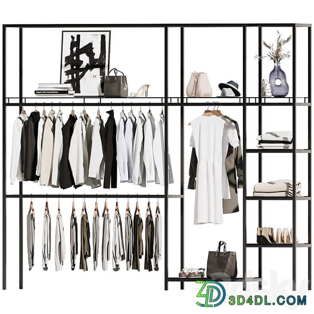 Clothes, wardrobe, rack for clothing store