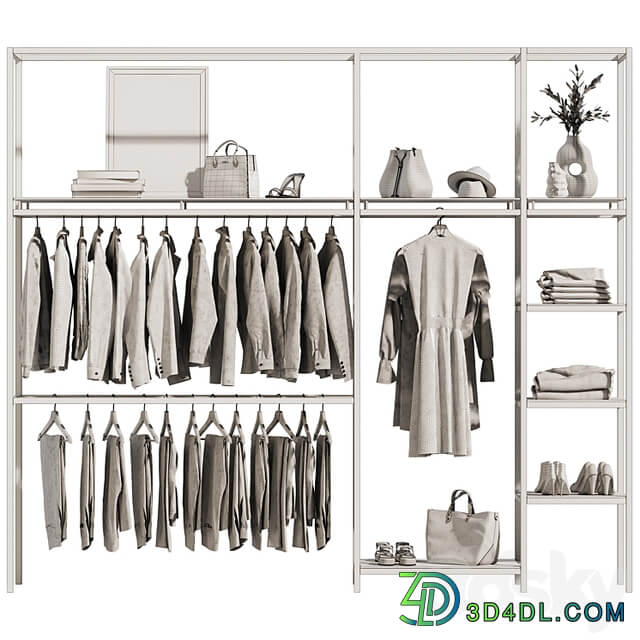 Clothes, wardrobe, rack for clothing store