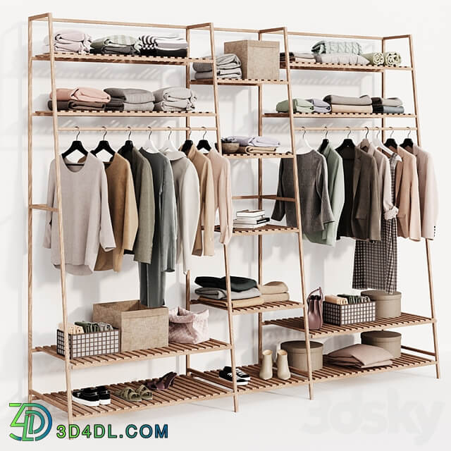 Clothes wardrobe wooden rack