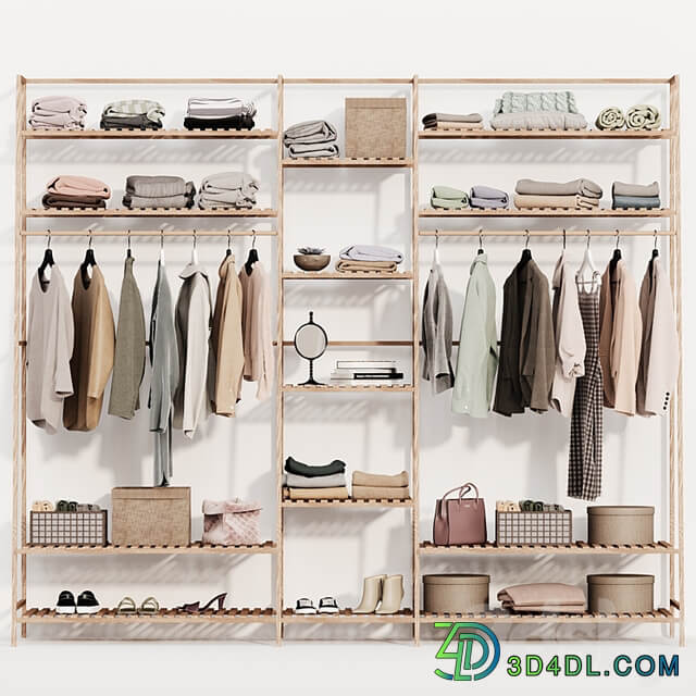 Clothes wardrobe wooden rack