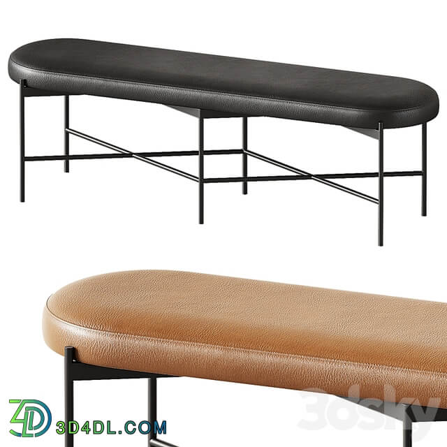 Pottery Barn Maison Leather Backless Bench