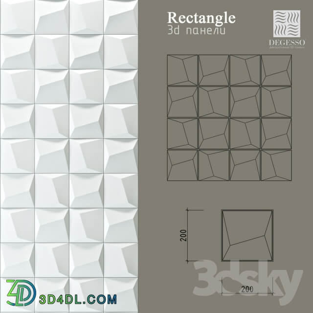 Decorative plaster 3D Panels Degesso Rectangle 