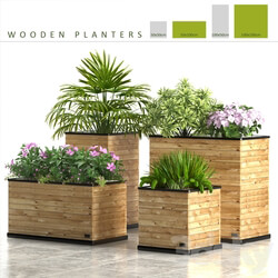 PLANTS 58 WOODEN PLANTERS 3D Models 