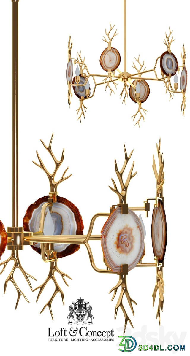 Chandelier Branch Agate Chandelier Brass emporium home Pendant light 3D Models