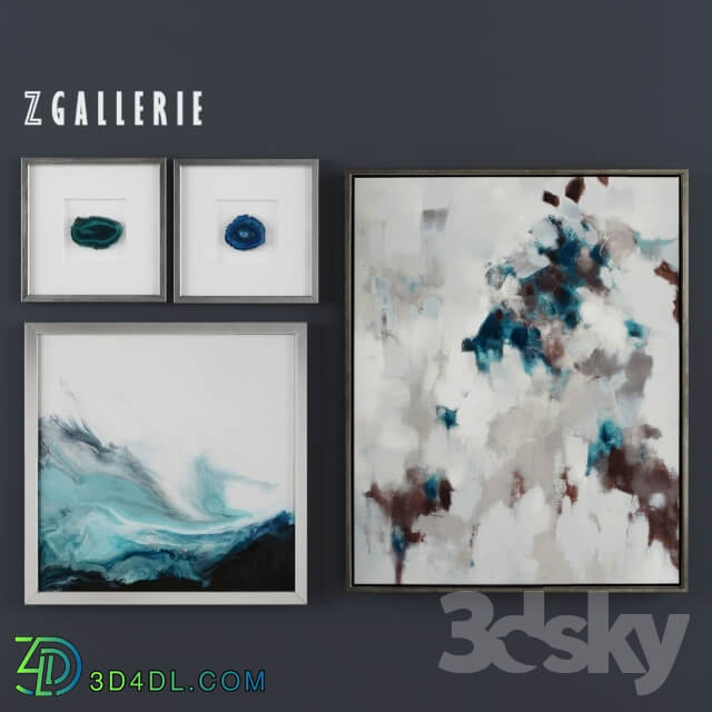 Z Gallerie Cerulean Impressions Set of 4