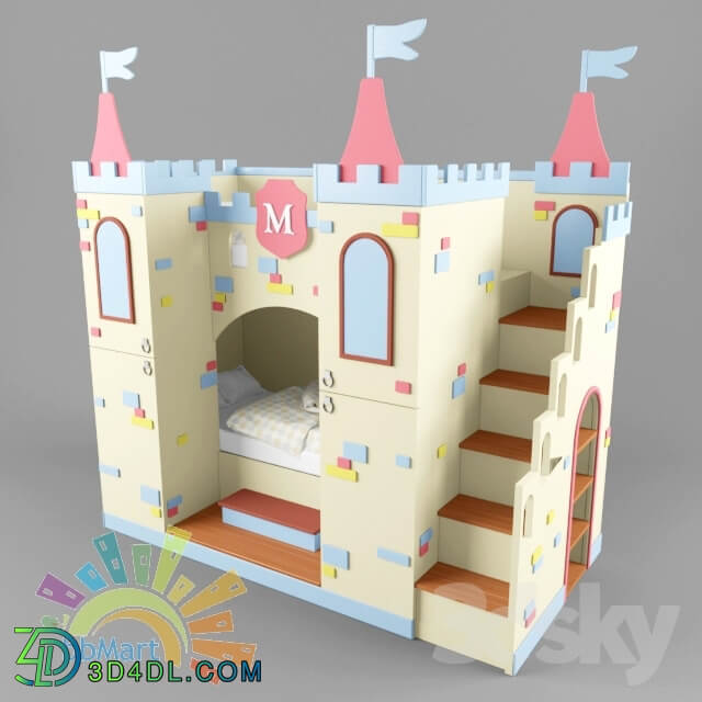 Bunk bed children with cupboard quot Castle quot 