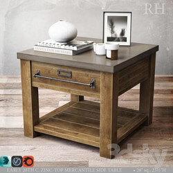 ZINC TOP MERCANTILE SIDE TABLE 28sq 