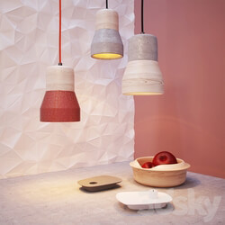 Cement wood lamp amp decor Pendant light 3D Models 