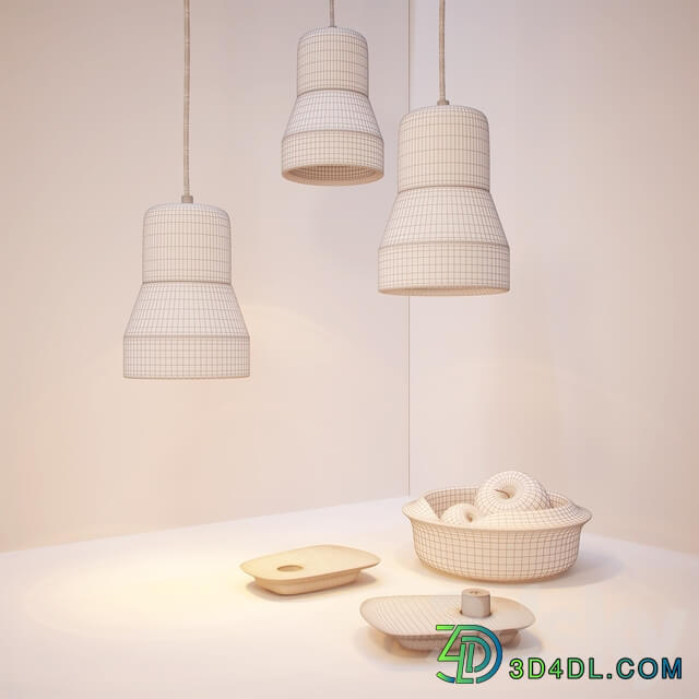 Cement wood lamp amp decor Pendant light 3D Models