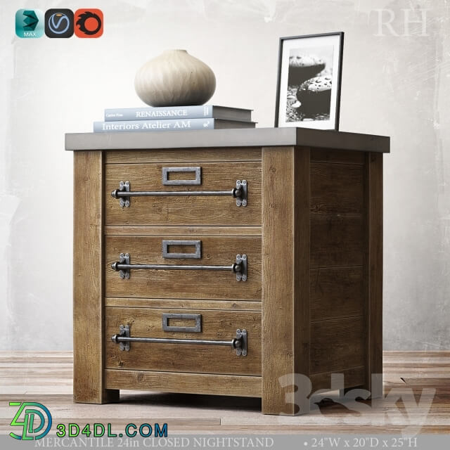 Sideboard Chest of drawer MERCANTILE 24in CLOSED NIGHTSTAND