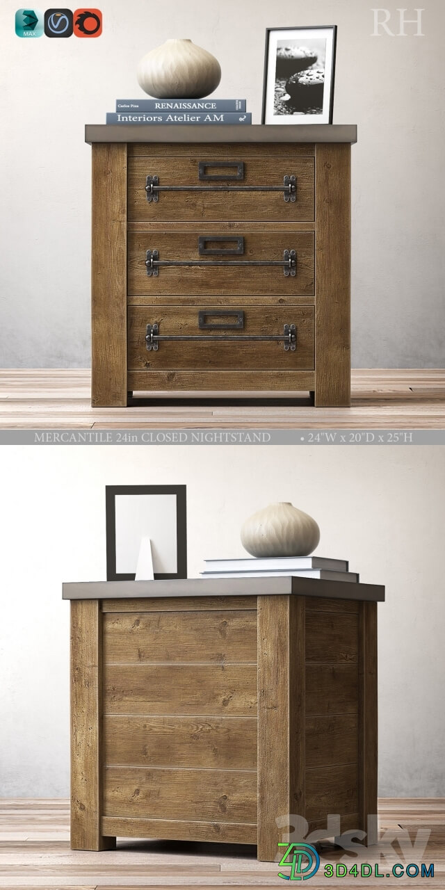 Sideboard Chest of drawer MERCANTILE 24in CLOSED NIGHTSTAND