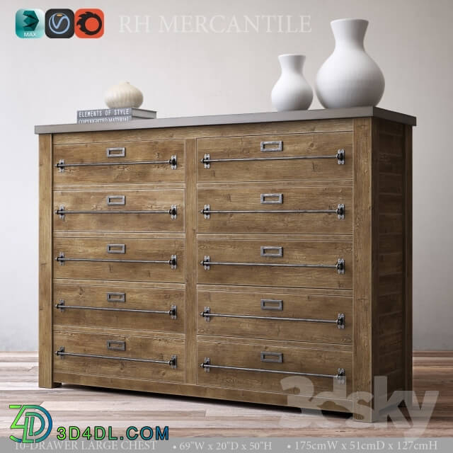 Sideboard Chest of drawer MERCANTILE 10 DRAWER LARGE CHEST