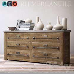 Sideboard Chest of drawer MERCANTILE 6 DRAWER LOW WIDE DRESSER 