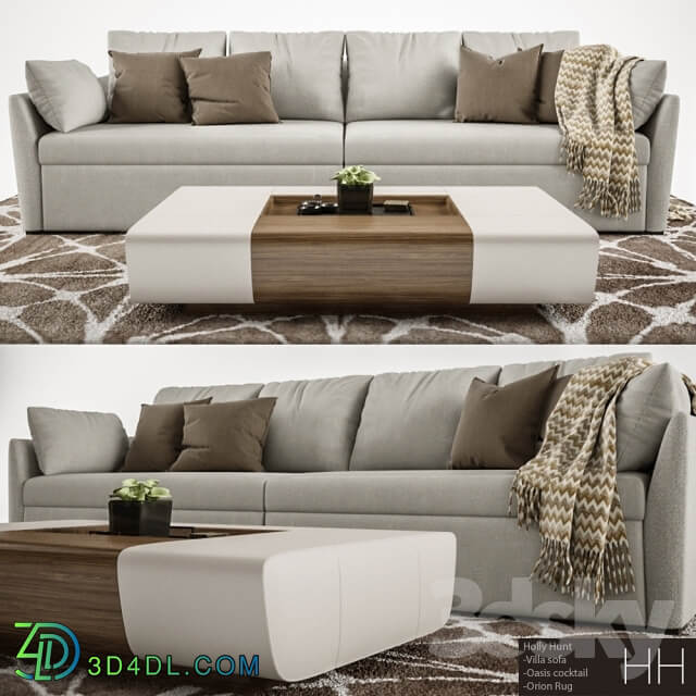 Holly Hunt Ville sofa Oasis cocktail table