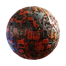 CGaxis Textures Physical 8 SciFi Fantasy Medieval orange black circuit wall 60 30 