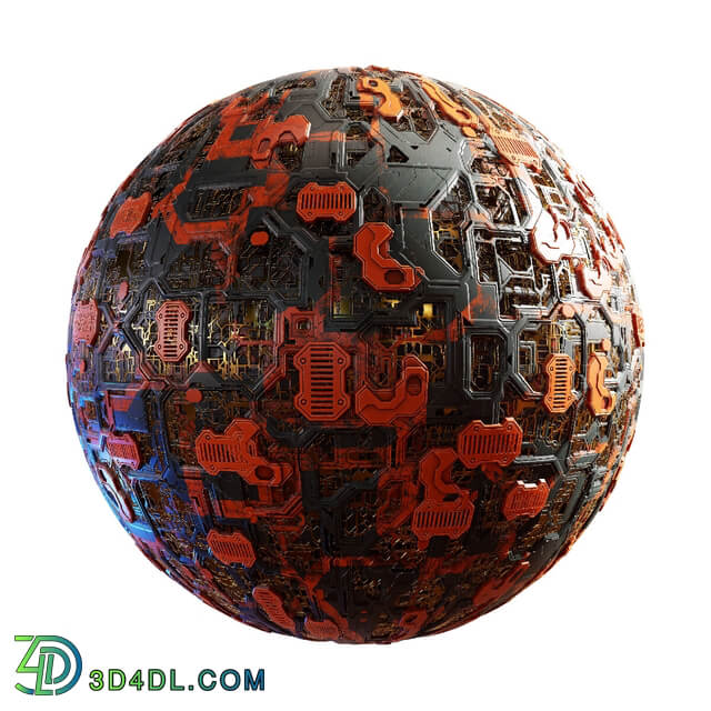 CGaxis Textures Physical 8 SciFi Fantasy Medieval orange black circuit wall 60 30